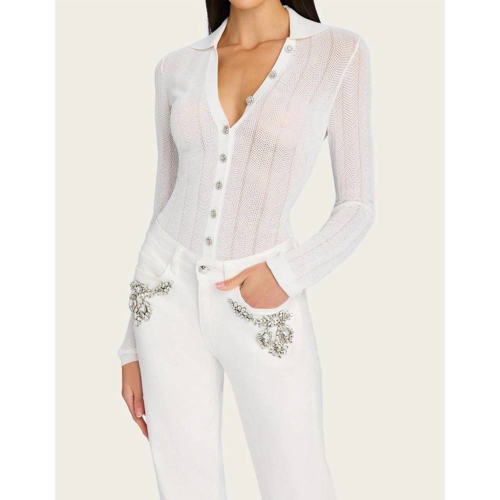 NEW GENERATION LOVE megan pointelle cardigan in white
